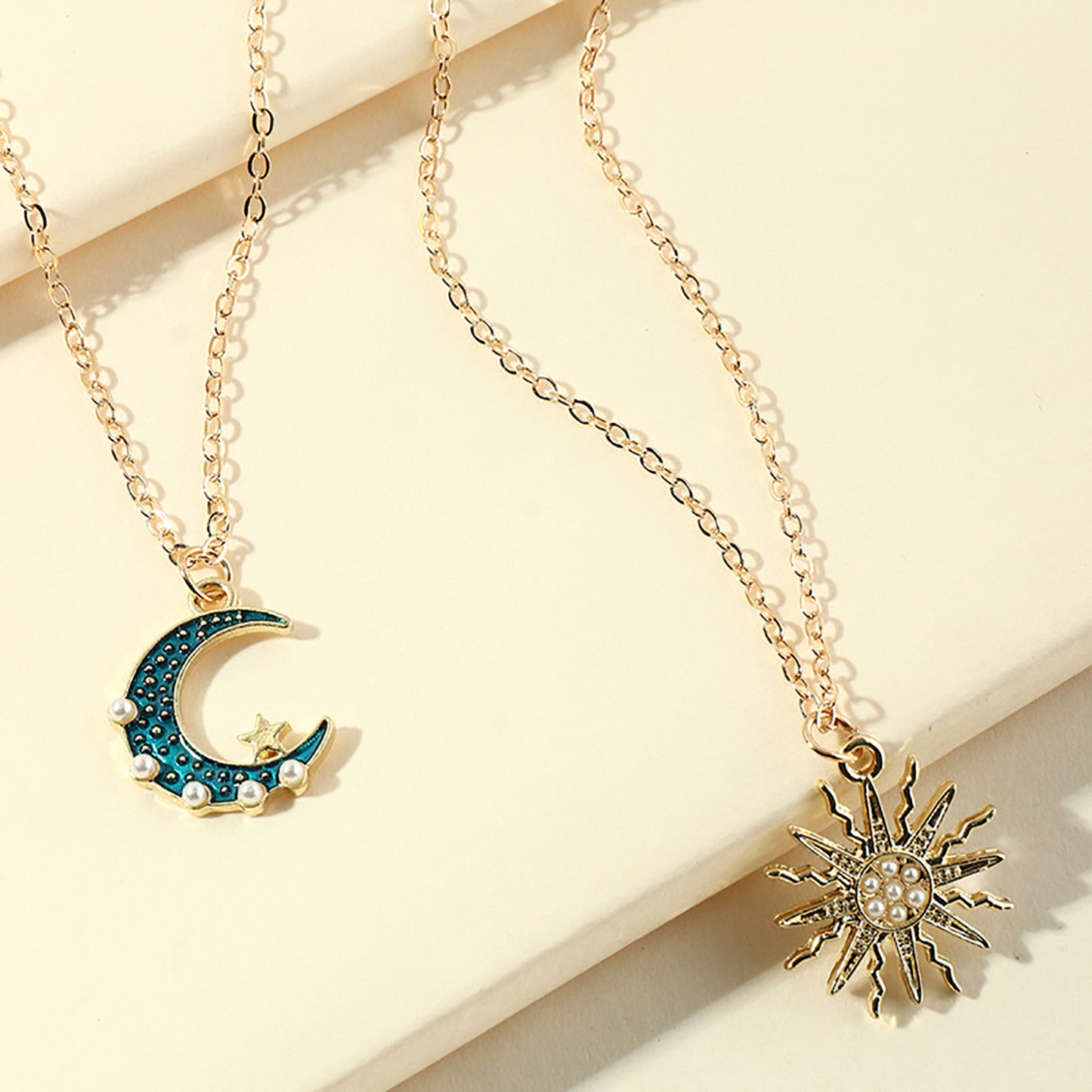 Multilayer Sun & Moon Necklace