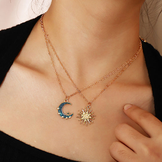 Multilayer Sun & Moon Necklace