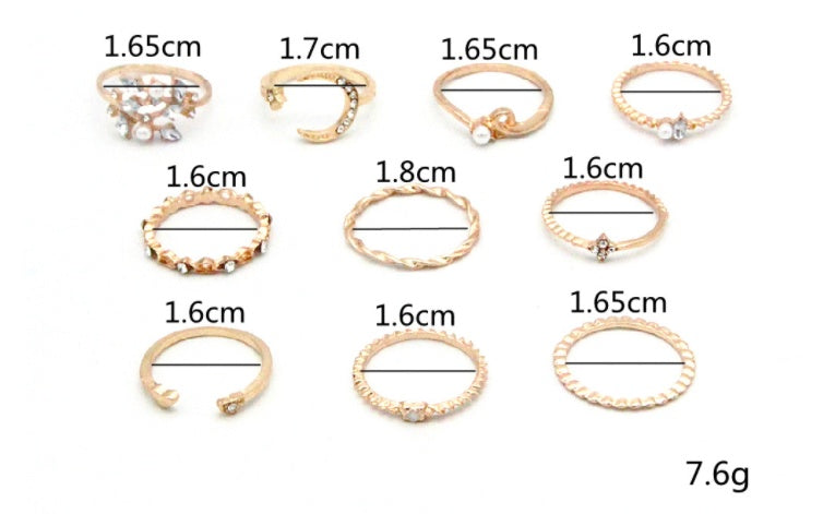 Star Moon 10-Piece Ring