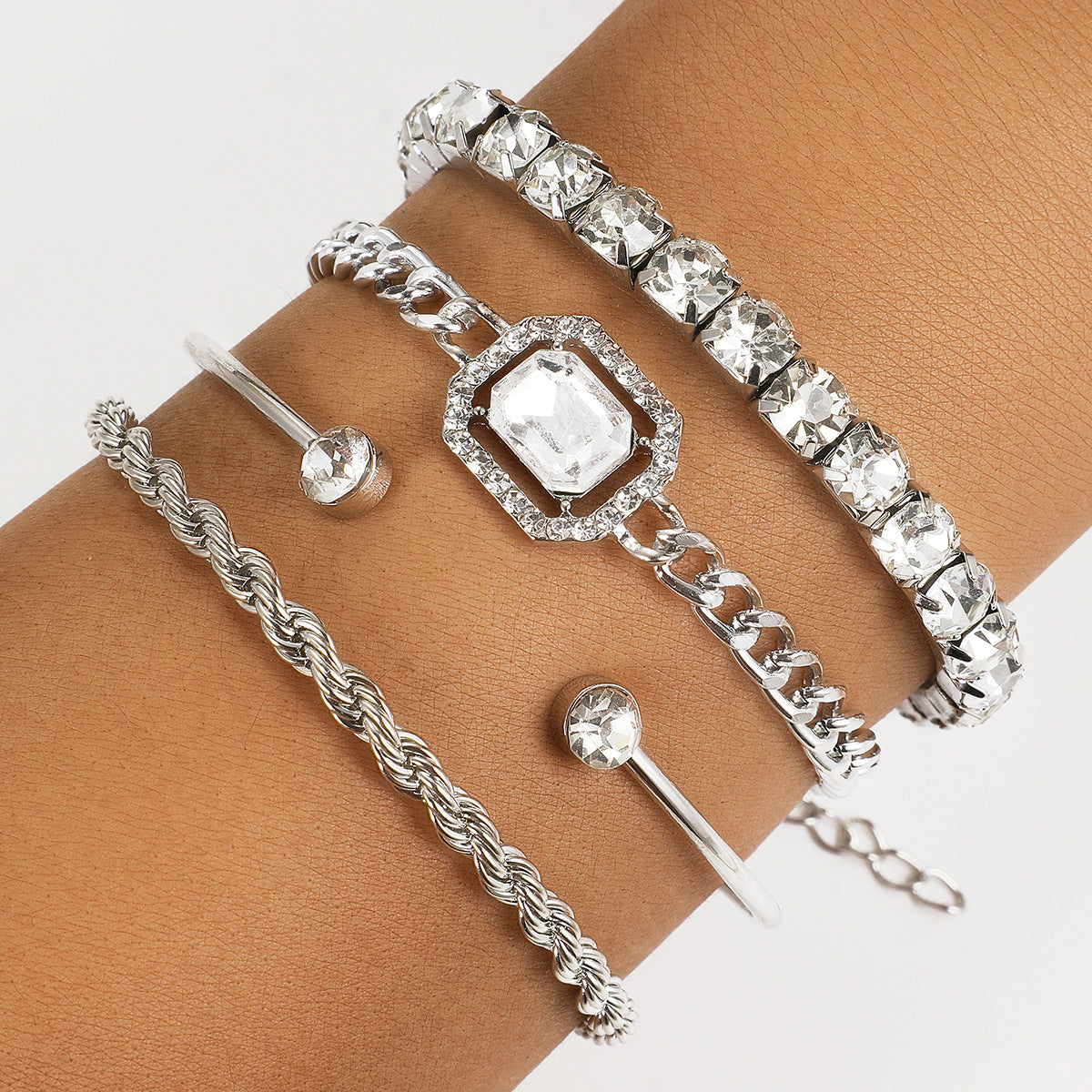 4 Piece Crystal Bracelet Set