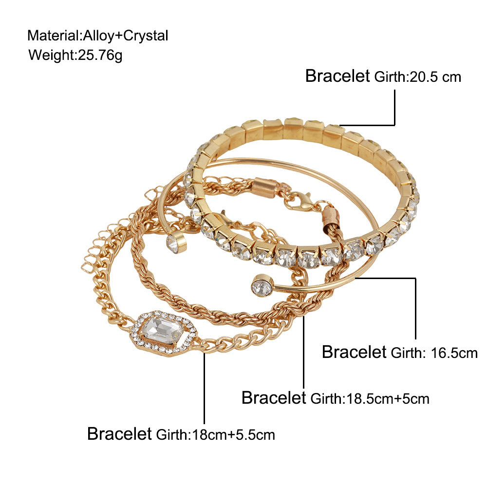 4 Piece Crystal Bracelet Set